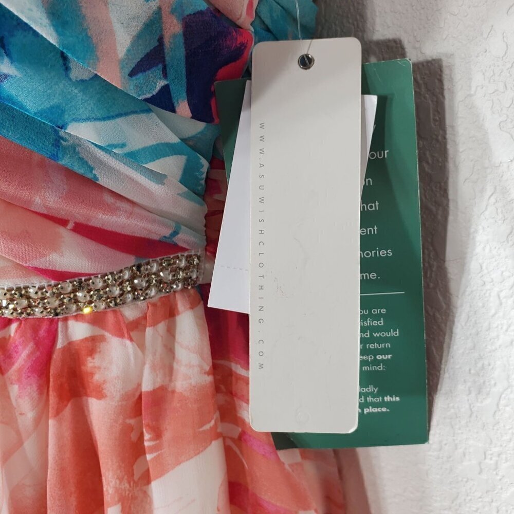 As‎ U Wish Love Reign Strapless Floral Dress Size 5 With Rhinestone Waistband - Picture 10 of 14